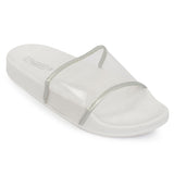 Silver Perspex Strap Flat Sliders