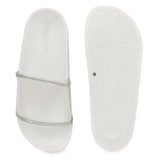 Silver Perspex Strap Flat Sliders