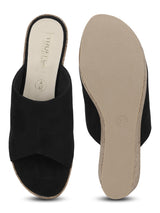 Black Micro Slip On Wedges