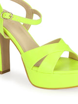 Lemon Green PU High Platform Heels