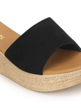 Black Micro Slip On Wedges