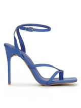 Blue Pu Ankle Strapped Stiletoes