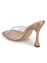 Rose Gold PU Clear High Heel Mules