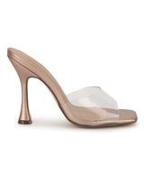 Rose Gold PU Clear High Heel Mules