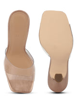 Rose Gold PU Clear High Heel Mules