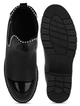 Black Patent Studded Ankle Boot