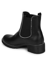 Black PU Studded Ankle Boots
