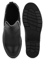 Black PU Studded Ankle Boots