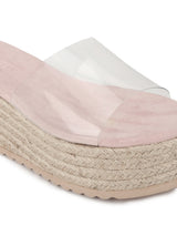 Perspex Woven PU Clear Slip On Wedges