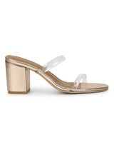Rosegold PU Mules With Clear Straps