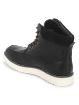 Black PU Lace-Up Men Sneakers