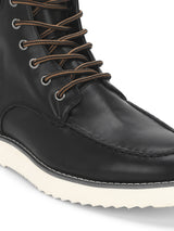 Black PU Lace-Up Men Sneakers