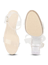 Nude Micro Clear High Block Heels