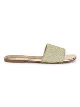 Gold Quilted PU Slide on Flat Sandals