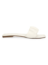 White PU Wrinkled Strap Slip Ons