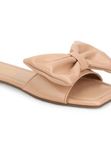 Nude PU Bow Slip Ons