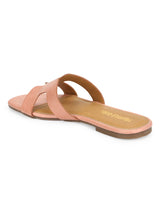 Pink Nude Croc PU Slip On Slides