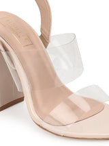 Nude Perspex Patent Clear Sandals With Back Strap