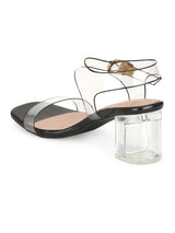 Black Patent Perspex Clear Block Heels