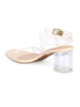 Nude Patent Perspex Clear Block Heels