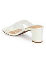 White Patent Perspex Clear Strap Mules