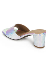 Silver PU Holographic Snake Pattern Mules