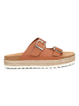 Tan PU Side Buckle Wedges Espadrilles Sandals