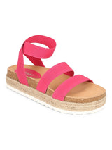 Pink PU Platform Wedges With Back Strap Espadrilles Sandals