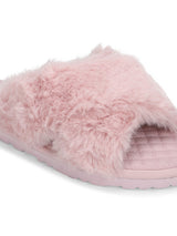 Pink Fuzzy Fur Slip Ons