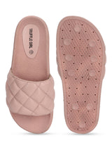 Pink PU Crisscross Quilted Slip Ons