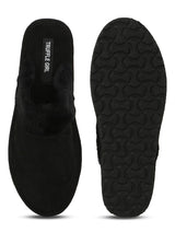 Black Micro Fuzzy Slip Ons