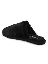 Black Faux Fur Fuzzy Slip Ons