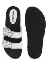 White PU Slips Ons With Front Straps