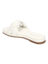 White PU Braided Strap Slip Ons