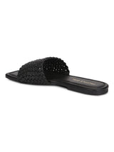 Black PU Mesh Strap Slip Ons