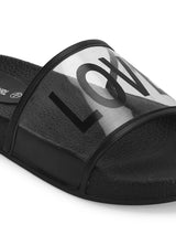 Clear Black PU Slip Ons