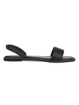 Black PU Flat Sandals With Back Strap