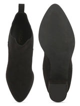 Black Suede Slip On Ankle Boots