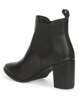Black PU Slip On Ankle Boots