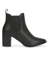 Black PU Slip On Ankle Boots
