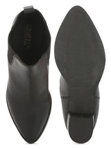 Black PU Slip On Ankle Boots