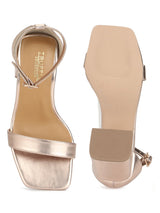 Rosegold PU Block Heel Sandals