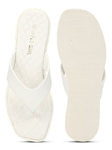 White PU Wide Strap Flip Flops