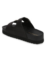 Black PU Side Buckle Sliders
