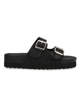 Black PU Side Buckle Sliders