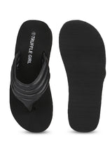Black PU Wedge Heel Flip Flops