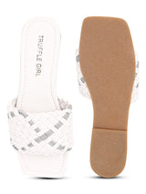 White PU Slides With Knotted Details