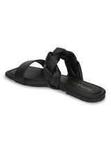 Black PU Slip Ons With Braid Details