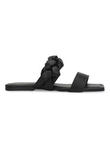 Black PU Slip Ons With Braid Details