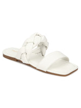 White PU Slip Ons With Braid Details